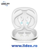 Casti wireless open ear, Mtevotx, Bluetooth 5.4, microfon integrat, carlig ureche ergonomic, autonomie 58 ore, incarcare rapida USB-C, IPX7 rezistent