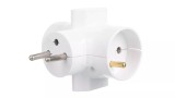 Conector Alimentare AC Splitter 2P+PE Alb TIMEX-ELEKTRO R-46, 4x Iesire, Impamantare, Euro/Rotund
