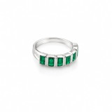 Cumpara ieftin Inel din Argint 925 Placat cu Rodiu , Half-Eternity cu Zirconiu Verde Smarald Taietura Baguette