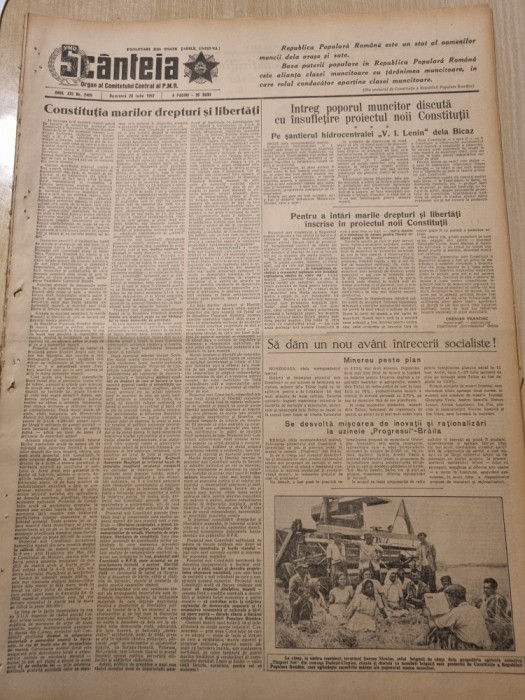 scanteia 20 iulie 1952-constitutia marilor drepturi si libertati