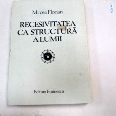 RECESIVITATEA CA STRUCTURA A LUMII de MIRCEA FLORIAN, VOLUMUL II 1987