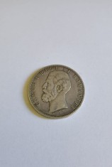 Moneda Argint Carol I, 5 Lei 1883(kullrich Sub Gat, 6 Stele) - - foto