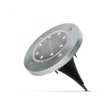 Lampa solara LED cu picior de fixare - circulara - alba medie - 12 cm