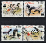 UGANDA 2015 - fauna WWF, pasari /serie completa MNH, Nestampilat