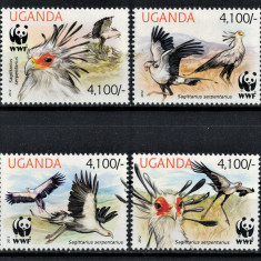 UGANDA 2015 - fauna WWF, pasari /serie completa MNH