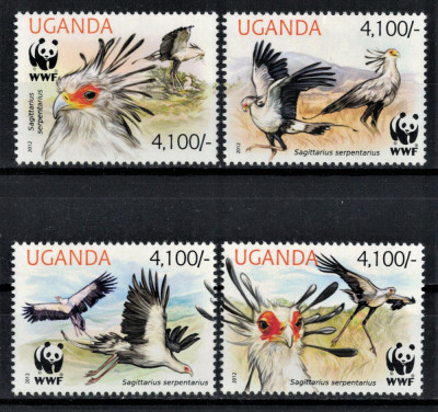 UGANDA 2015 - fauna WWF, pasari /serie completa MNH foto