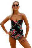 SW1223-115 Costum de baie tankini, in doua piese, cu imprimeu floral, S/M