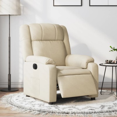 vidaXL Fotoliu rabatabil electric, crem, material textil 3205187 foto