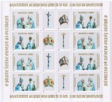 RO-0097-ROMANIA 2003-Lp 1621b-25 ani PONTIFICAT-bloc de 4 serii+4 viniete, MNH, Nestampilat