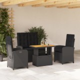 Gossi set mobilier de gradina cu perne, 4 piese, negru, poliratan