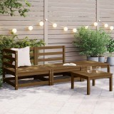 VidaXL Set mobilier de grădină, 3 piese, maro miere, lemn masiv de pin
