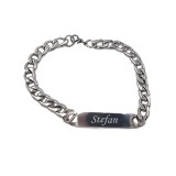 Bratara argintie barbati cu lantic zale gravata personalizata cu numele tau