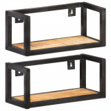 vidaXL Rafturi de perete, 2 buc., 40 cm, lemn de mango nefinisat 320667