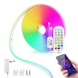 Banda LED Neon RGB inteligenta Tuya, Wi-Fi, sincronizare muzica, IP67, compatibil Alexa/Google Assistant, 5m @SmartWiz, Other