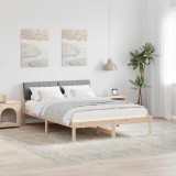 VidaXL Cadru de pat Maro și gri deschis 135 x 190 cm Lemn masiv de pin 878689
