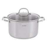 Oala din inox cu capac din sticla, 18cm 2,5litri, compatibila cu toate tipurile de aragaz Klausberg