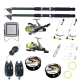 Pachet pescuit sportiv cu 2 lansete 3,6m Ultra Carp, 2 mulinete, proiector si accesorii, Cool Angel