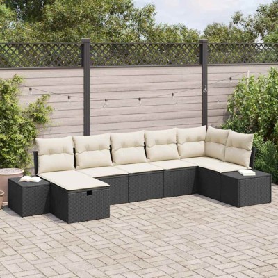 vidaXL Set de canapele pentru grădină 7 pcs Negru 55 x 62 x 69 cm 3360728 foto