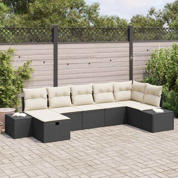 vidaXL Set de canapele pentru grădină 7 pcs Negru 55 x 62 x 69 cm 3360728