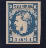 ROMANIA 1868 LP 23 CAROL I CU FAVORITI 4 BANI LIPSA GUMA POINCON R. ZOSCSAK