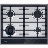 Plita incorporabila Haier HAHG6BF4TX, Gaz, 4 arzatoare, Wok, inox-negru