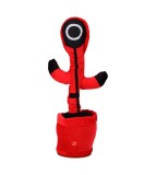 Jucarie interactiva tip cactus model Squid Game, danseaza, imita si vorbeste, rosu