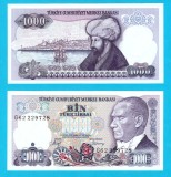 Turcia (p#196) 1000 Lira 1986 UNC 'Mehmed Cuceritorul'; (ROG CITITI DETALIILE!)