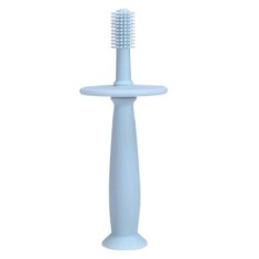 Periuta de Dinti din Silicon pentru Bebelusi, Cyrax, fara BPA, 360 Grade, Bariera Anti-Inghitire, Maner Ergonomic, 12.5 x 15 cm, Albastru