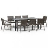 Set mobilier de gradina cu perne, 9 piese, poliratan si otel