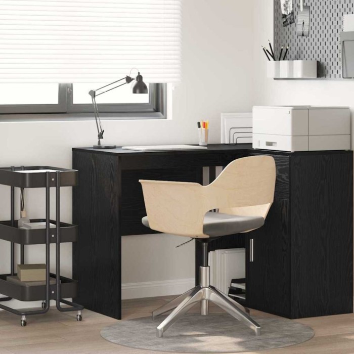 vidaXL Birou cu raft Stejar negru 102 x 50 x 75 cm Lemn compozit 869539