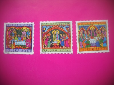 HOPCT TIMBRE MNH 1715 VITRALII CRACIUN 3 VAL 2000 POLONIA foto