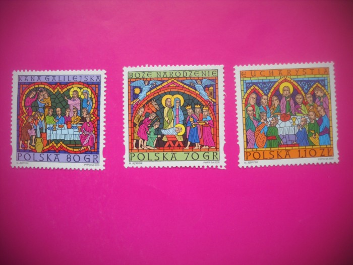 HOPCT TIMBRE MNH 1715 VITRALII CRACIUN 3 VAL 2000 POLONIA