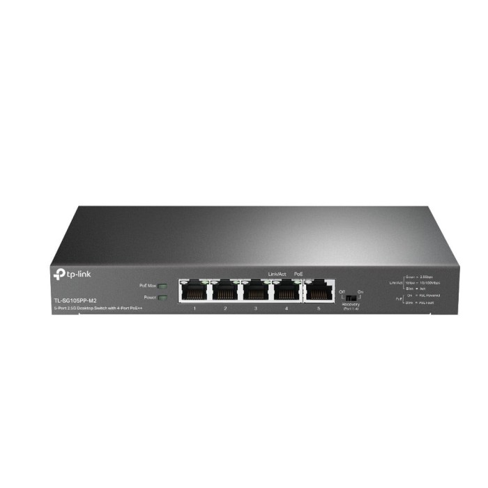Switch 4 porturi PoE RJ45 2.5G, 1 port RJ45 2.5G, Unmanaged - TP-Link TL-SG105PP-M2
