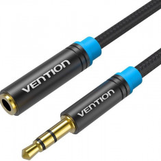 Cablu prelungitor audio Jack 3.5 mm stereo mama-tata 1.5m negru VENTION VAB-B06-B150-M