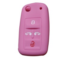 Husa cheie briceag auto din silicon VW 4butoane Roz