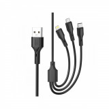 Cablu pentru incarcare 2.4A si transfer date 3 in 1: Micro USB, Type C si Lighting (compatibil Iphone) Cod: XO-NB230-31 Automotive TrustedCars, Oem