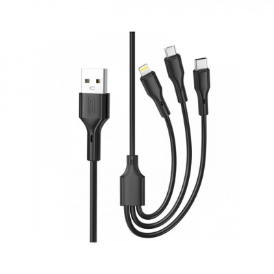 Cablu pentru incarcare 2.4A si transfer date 3 in 1: Micro USB, Type C si Lighting (compatibil Iphone) Cod: XO-NB230-31 Automotive TrustedCars foto