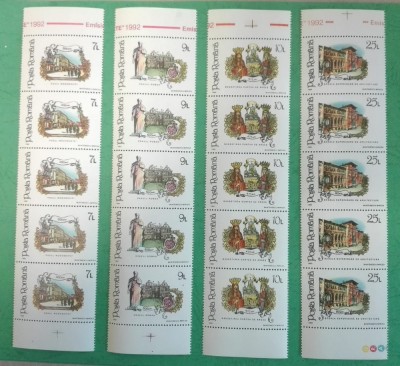 TIMBRE ROMANIA 1992 LP1303 Aniversari -Evenimente -Straif de 5 serii -MNH foto