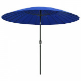 Umbrelă de soare de exterior, st&acirc;lp aluminiu, azuriu, 270 cm