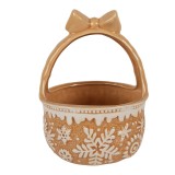 Cos Craciun ceramica maro alba &Oslash; 15x21 cm