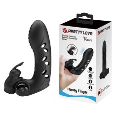 Vibrator Deget Vance Honey Finger 10 Moduri Vibratii, Silicon, Negru