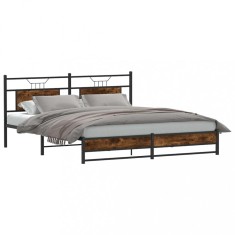vidaXL Cadru de pat fără saltea Stejar afumat 160x200cm Lemn prelucrat 4106911