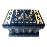 Cutie puzzle cu cheie ascunsa mic pentru bijuterie decoratiune albastru