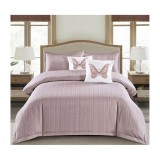 Cumpara ieftin Lenjerie de Pat Dublu Cu Elastic - 100% Bumbac Damasc 6 Piese- Lavanda CPL31