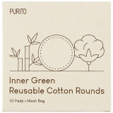 Cumpara ieftin Dischete demachiante textile reutilizabire si saculet de depozitare Inner Green, 10 bucati, Purito