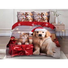 Lenjerie Pat De Craciun Nutcracker Cr025, Bumbac, 6 Piese, Fara Elastic, Imprimeu