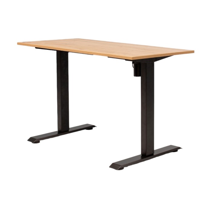 Birou reglabil electric LiftUp inaltime reglabila, controler sus/jos, 1 motor, cadru negru, blat stejar 160x80 cm, nou