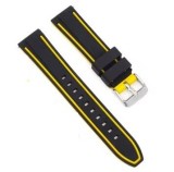 Curea de ceas neagr? cu inser?ii galbene WZ764 &ndash; 18 / 20 / 22 / 24 mm WZ764, Time Veranda