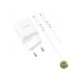 Incarcator Retea Cu Cablu USB-C Borofone BN7 20W 3A 1 x USB-A - 1 x USB-C Alb