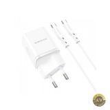 Incarcator Retea Cu Cablu USB-C Borofone BN7 20W 3A 1 x USB-A - 1 x USB-C Alb